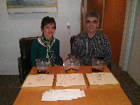 Joanne Jenna Foth accepting her National and Chapter awards from Chris